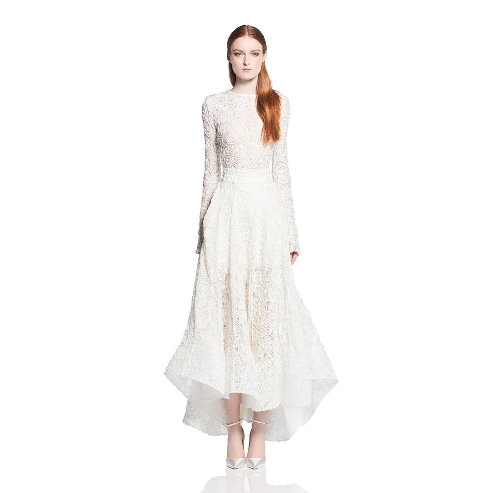 Maticevski Promising Embroidered Lace Midi Skirt Top Wedding Dress - Picture 2 of 14